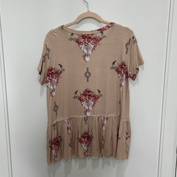 Floral Cow Skull Peplum Tee - Picture 11 of 11